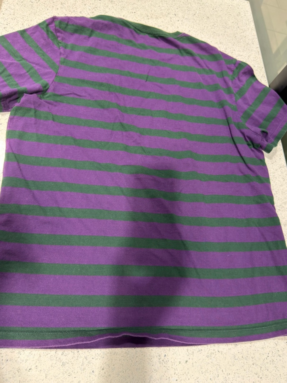 J Crew Purple & Green Striped Crewneck Tee - Picture 2 of 3